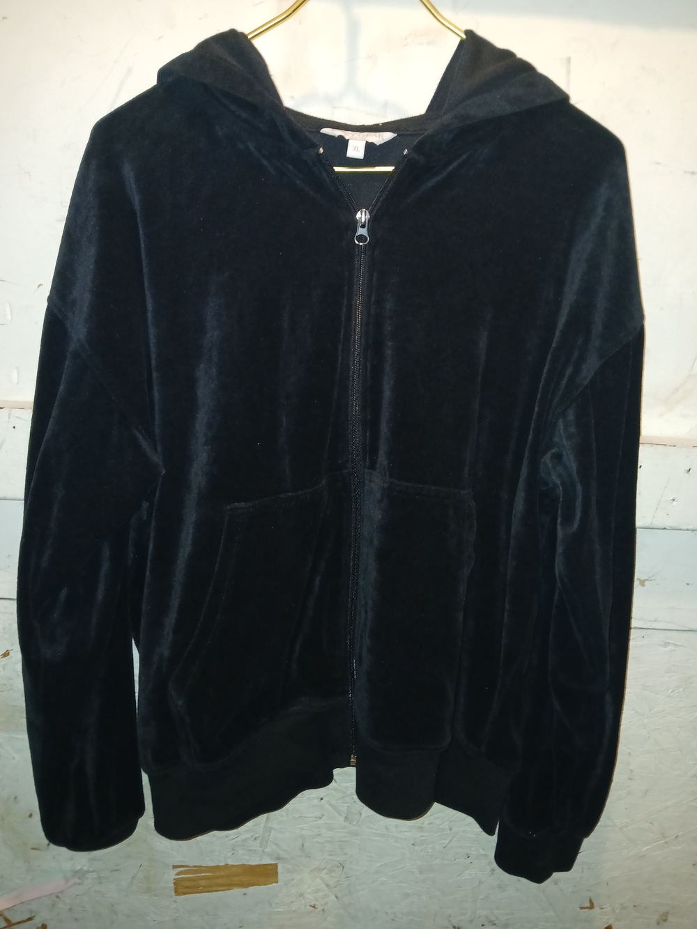 Cozy GearBlack Velvet Full-Zip Hoodie Jacket Size XL
